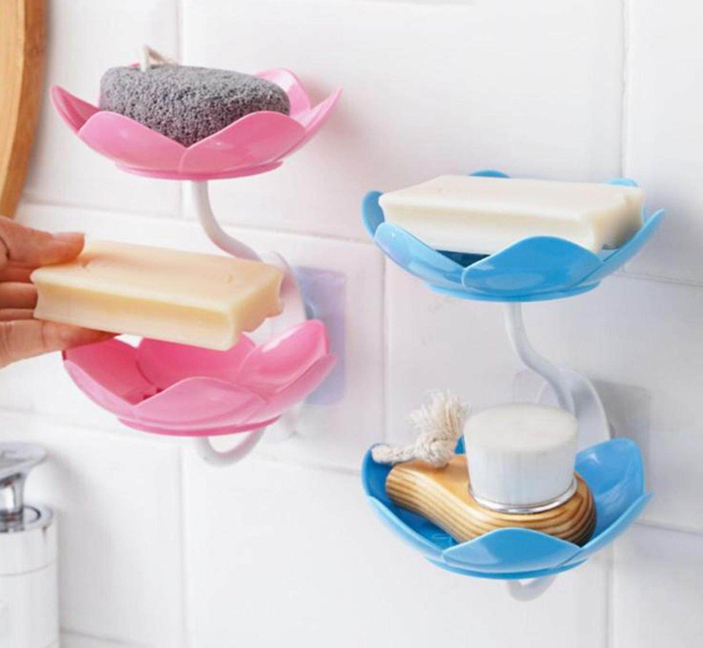 Lotus Flower Wall-Mounted Soap Holder Self-Draining Bathroom & Kitchen Organizer