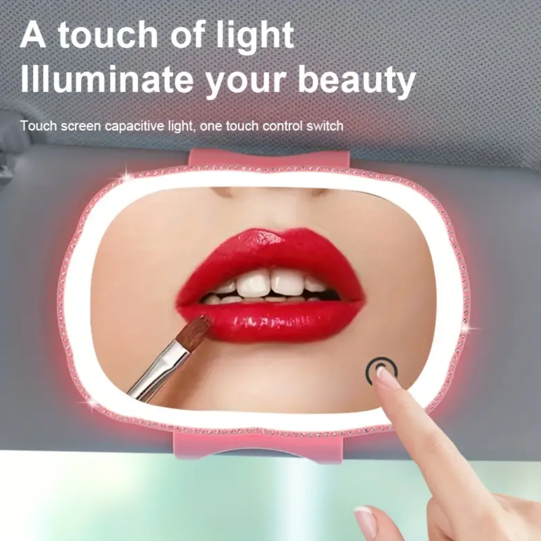 Extra Large Car Mirror with LED Lights Portable Makeup Mirror for