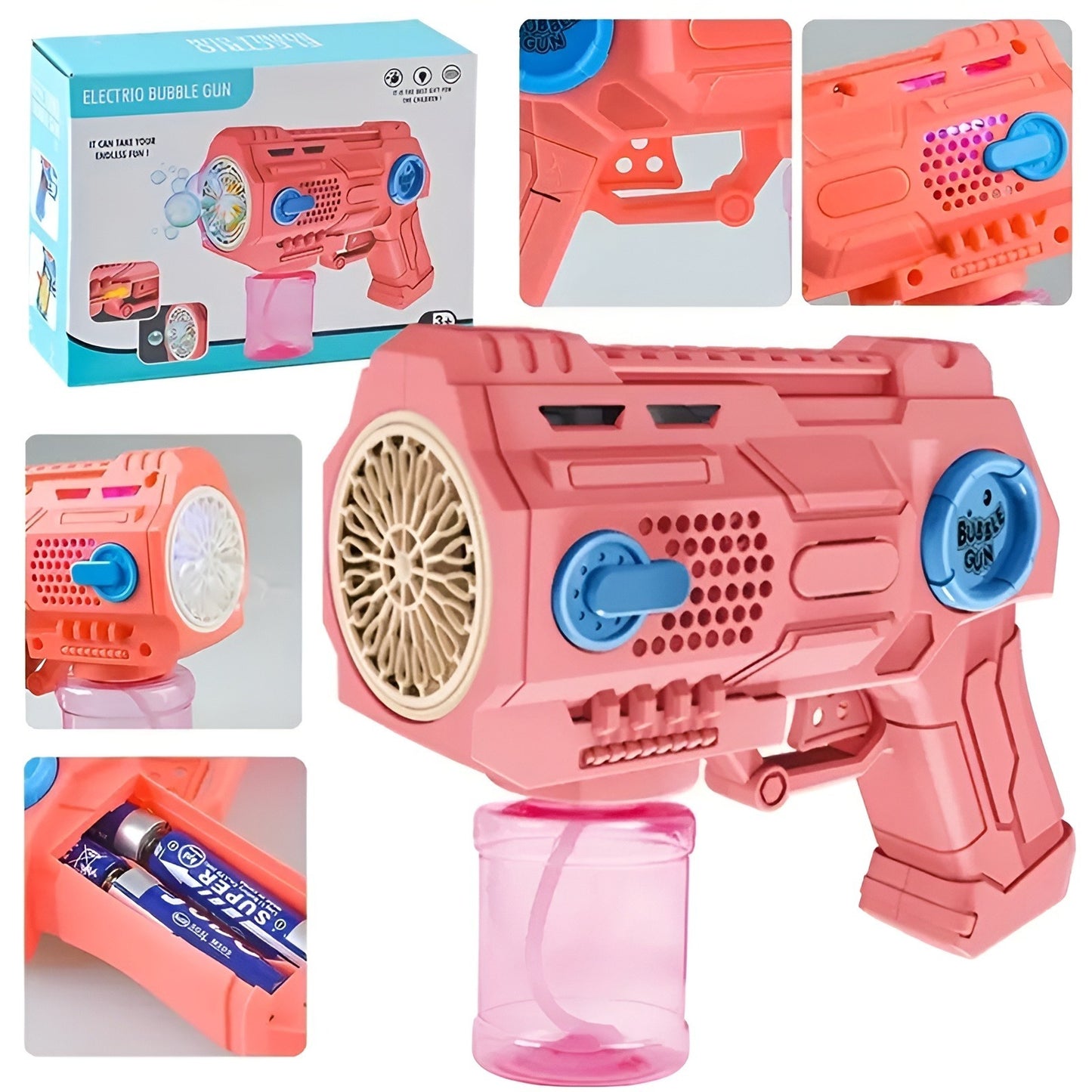 Children’s Handheld Porous Electric Bubble Gun with Lights & Music Automatic