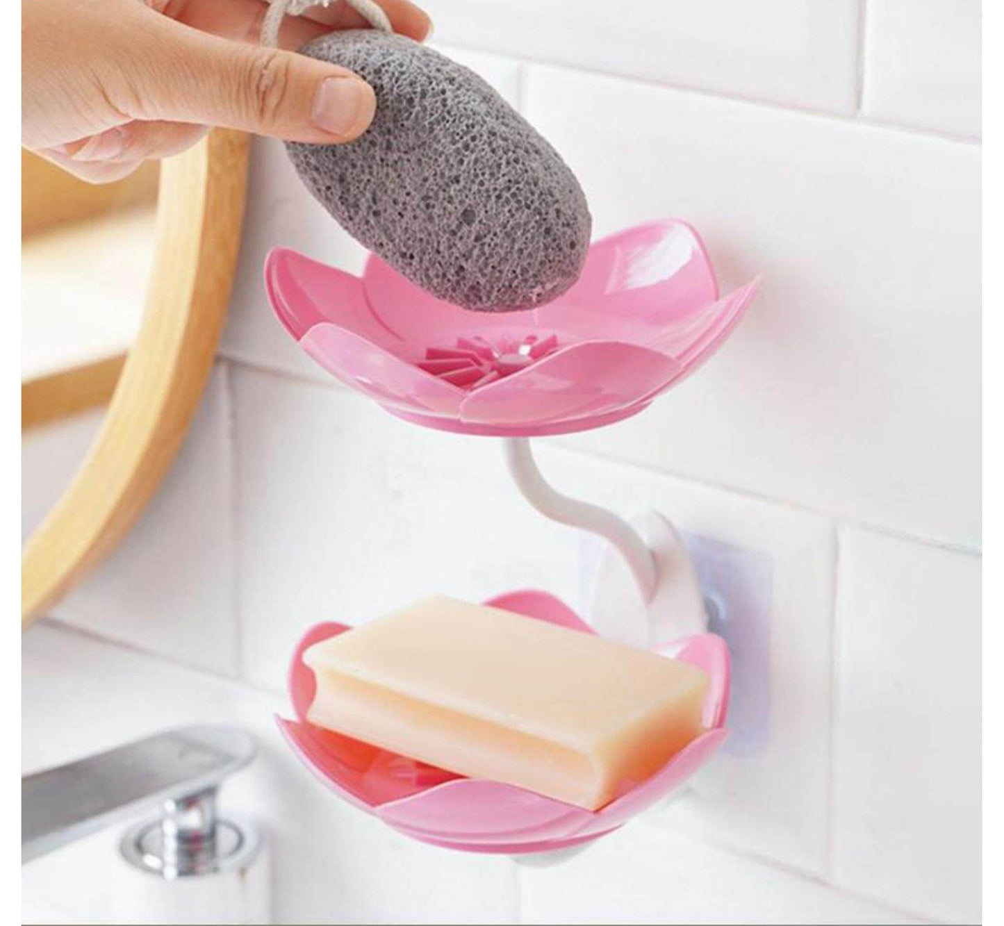Lotus Flower Wall-Mounted Soap Holder Self-Draining Bathroom & Kitchen Organizer