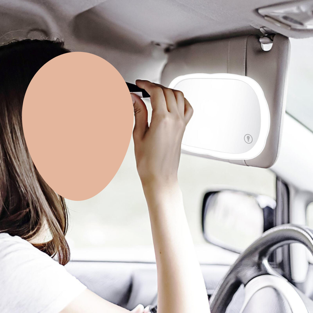 Extra Large Car Mirror with LED Lights Portable Makeup Mirror for