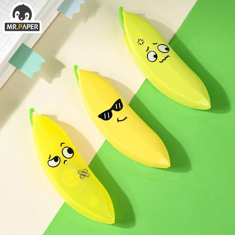Banana Shaped Correction Tape Fun & Portable Eraser Tool for Paper,