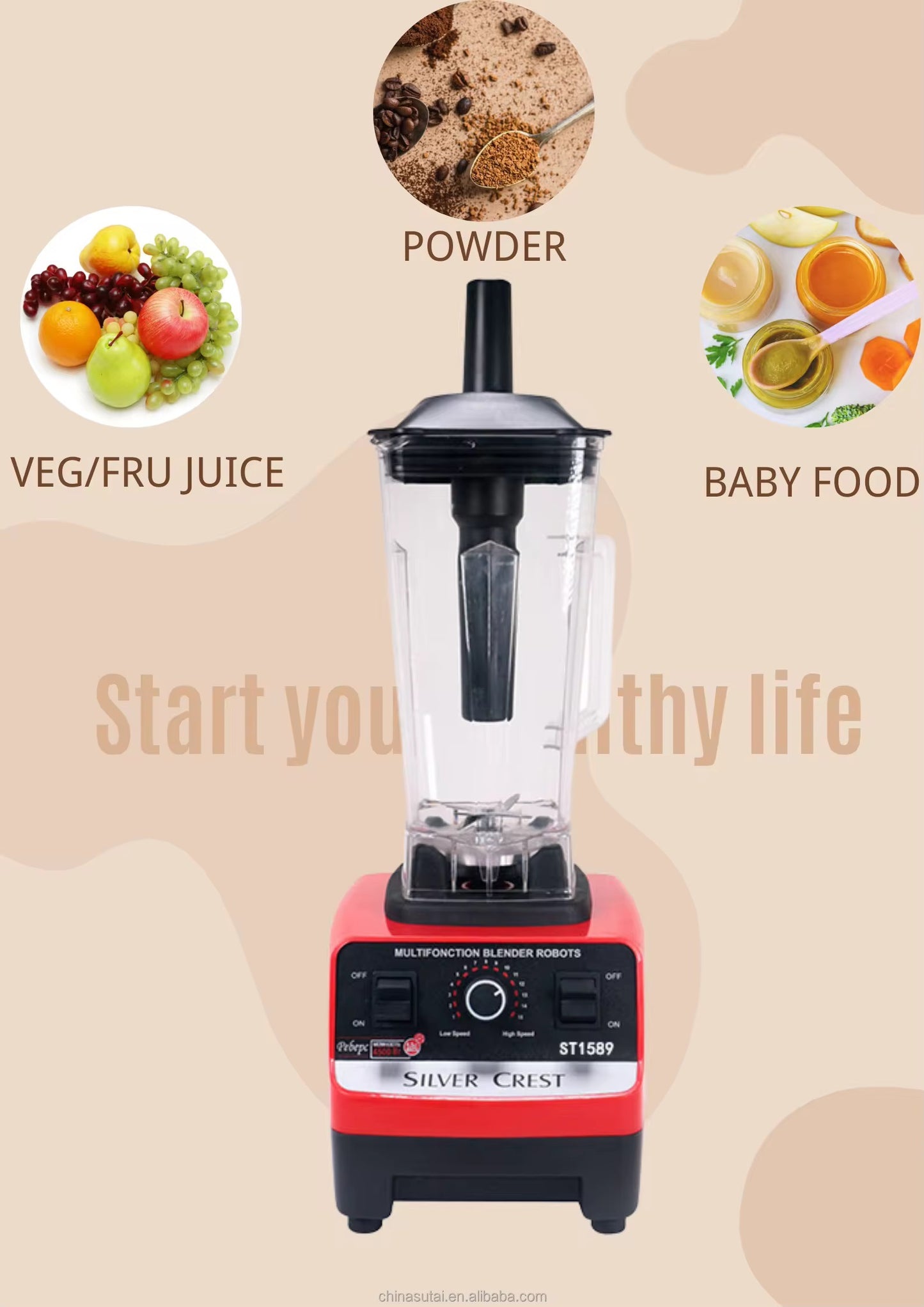 Silver Crest 2-in-1 Heavy Duty Blender 4500W | 2-Litter Jar +