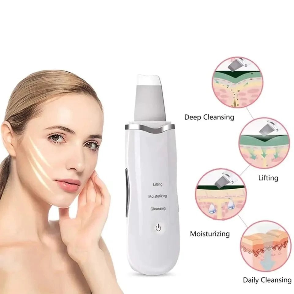 Rechargeable Ultrasonic Skin Scrubber Deep Cleansing Facial Spatula & Blackhead Remover