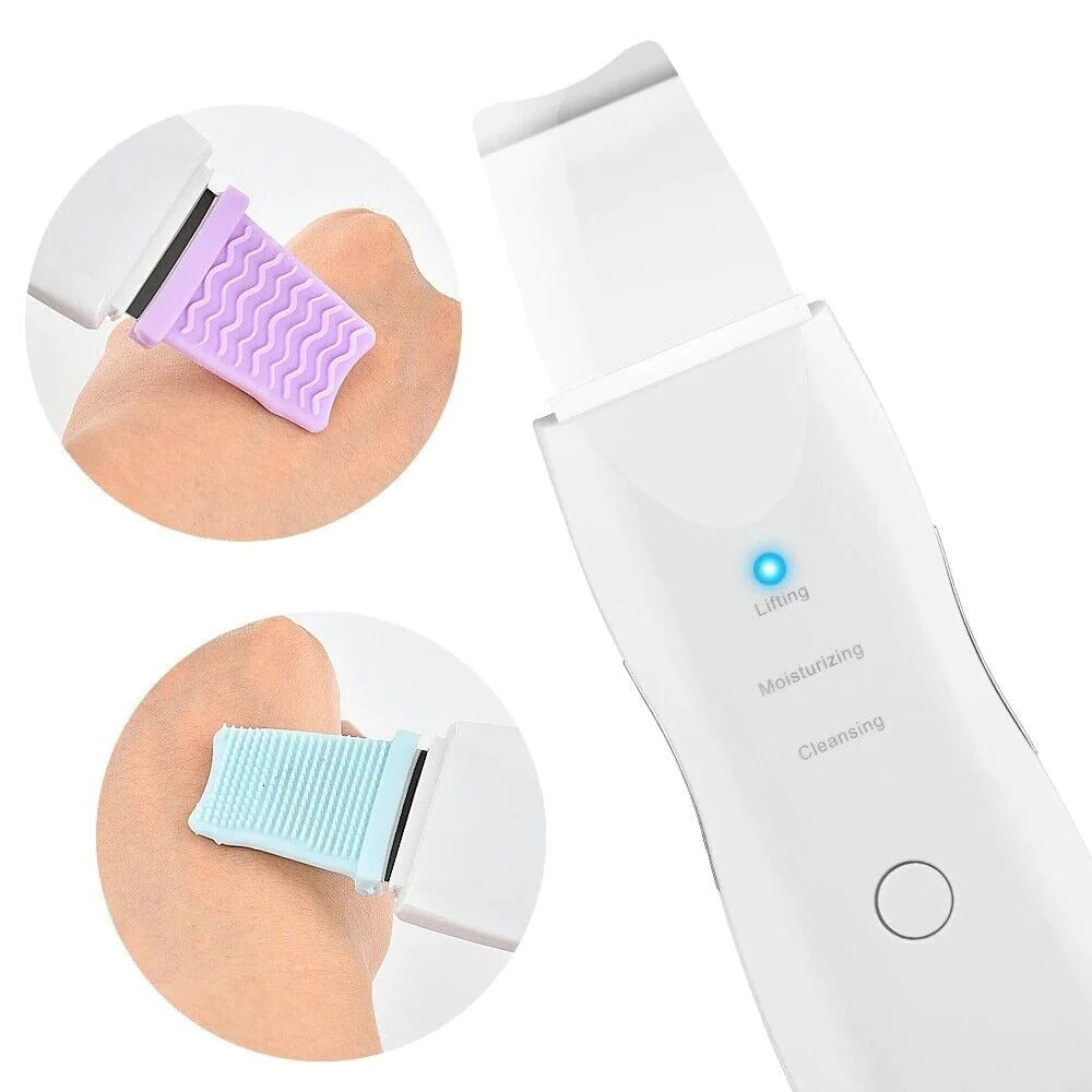 Rechargeable Ultrasonic Skin Scrubber Deep Cleansing Facial Spatula & Blackhead Remover