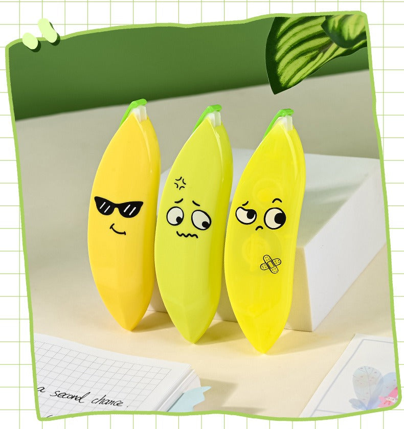 Banana Shaped Correction Tape Fun & Portable Eraser Tool for Paper,