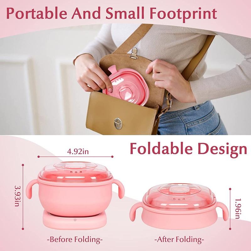 Portable Foldable 400ML Silicone Wax Warmer Travel-Friendly Hair Removal Heater for