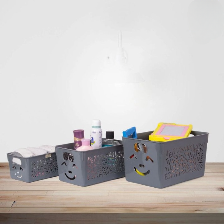 Pack of 3 Smile basket | Storage Organizer Basket | Multipurpose