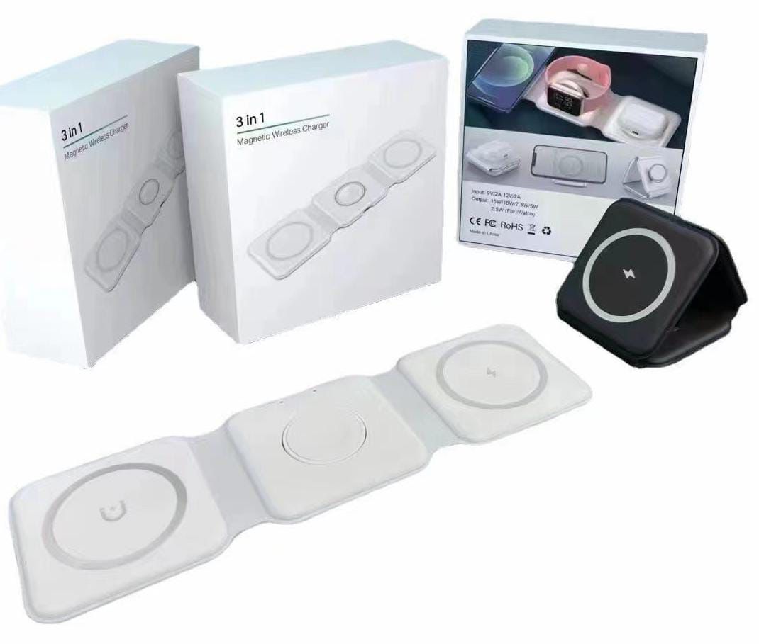15W 3 in 1 Magnetic Wireless Charger Phone Induction Fast Charging Stand