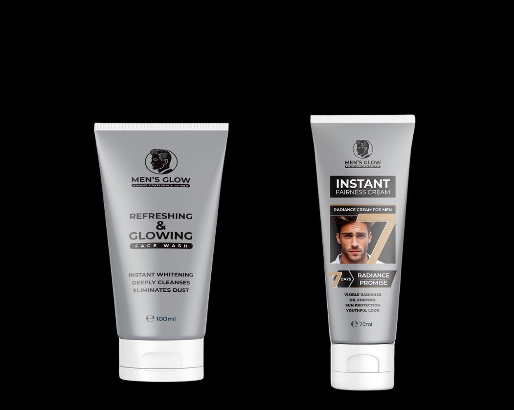 Men's Glow Facewash Bundle Facewash + Whitening Cream Combo Set