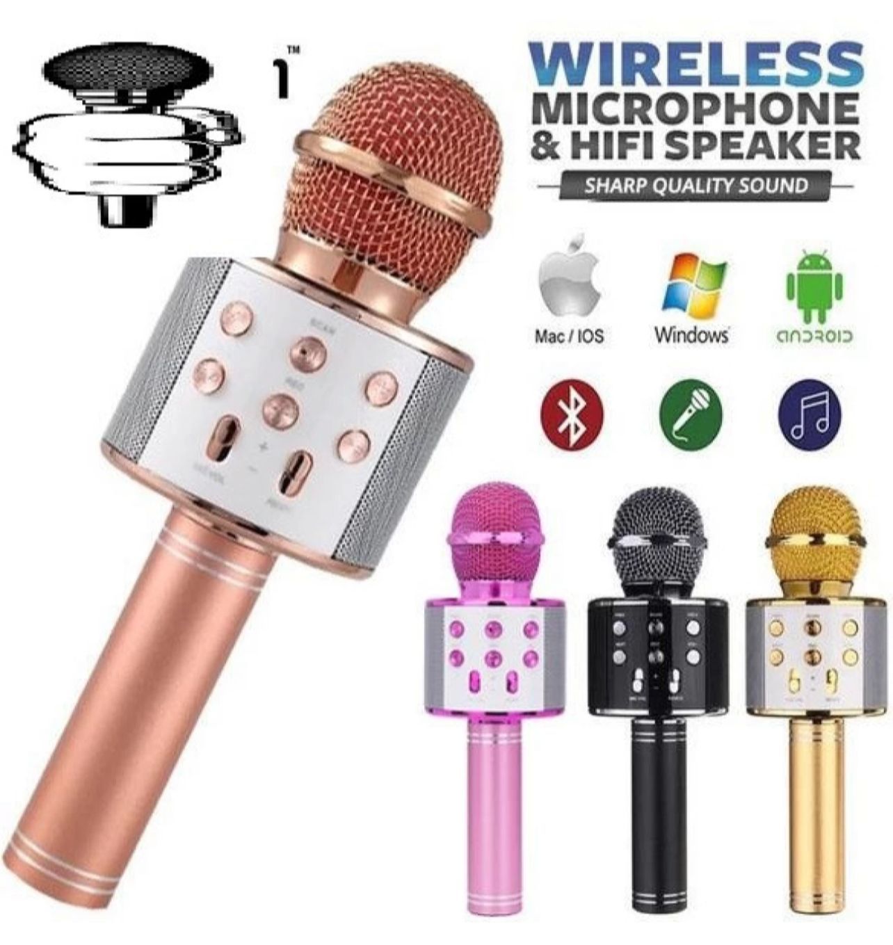 Bluetooth Microphone Karaoke Wireless Microphone Professional Speaker Handheld Microfone Player Singing Recorde