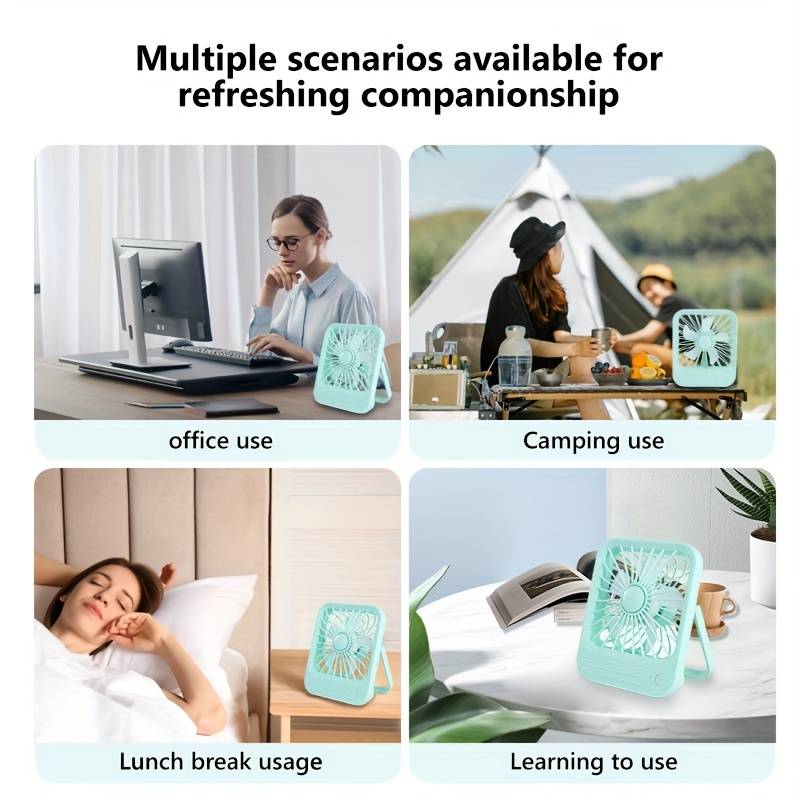 Quite Hanging Desk Fan, Mini USB Rechargeable Fan, Quiet Mini Desktop Cooling