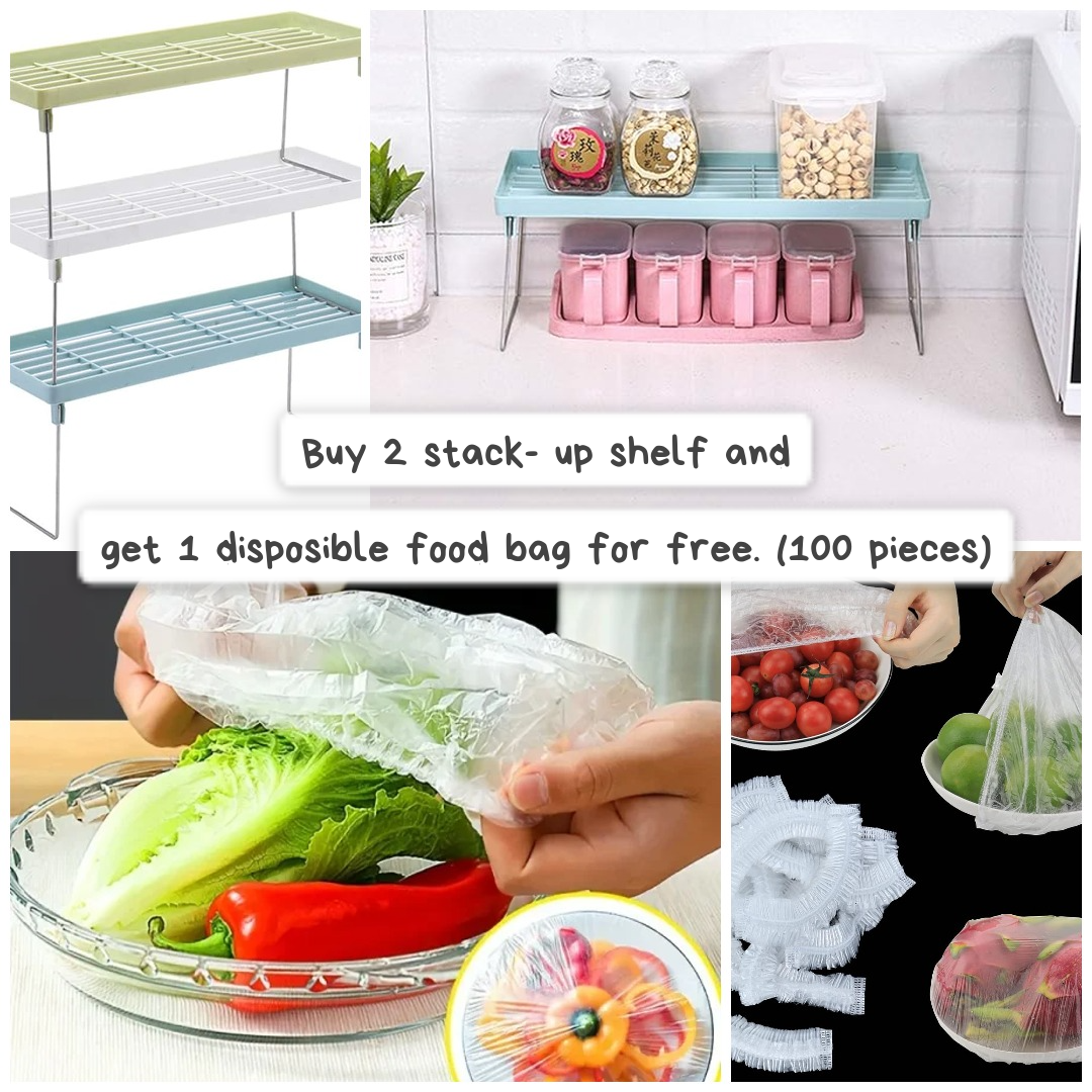 ( 2 in 1 ) stack- up shelf and disposible food