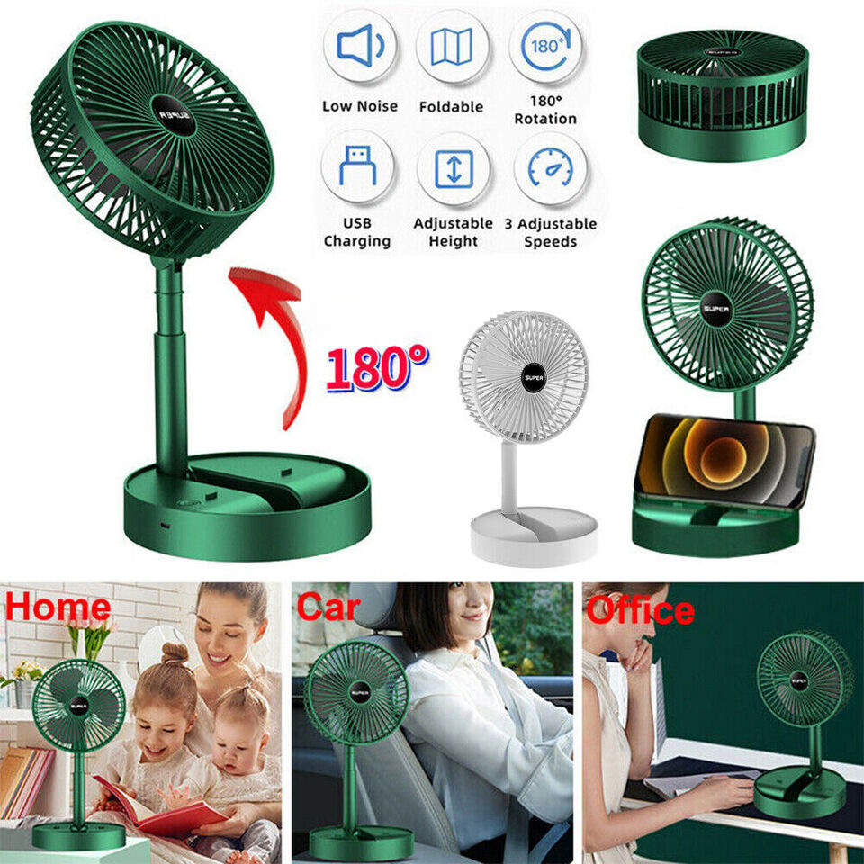 Portable Rechargeable Telescopic Folding Fan | USB Foldable | Table Desk Fan