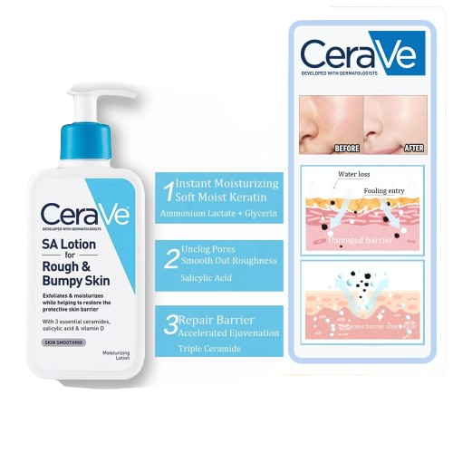Cerave Sa Lotion For Rough & Bumpy Skin Vitamin D, Hyaluronic Acid,