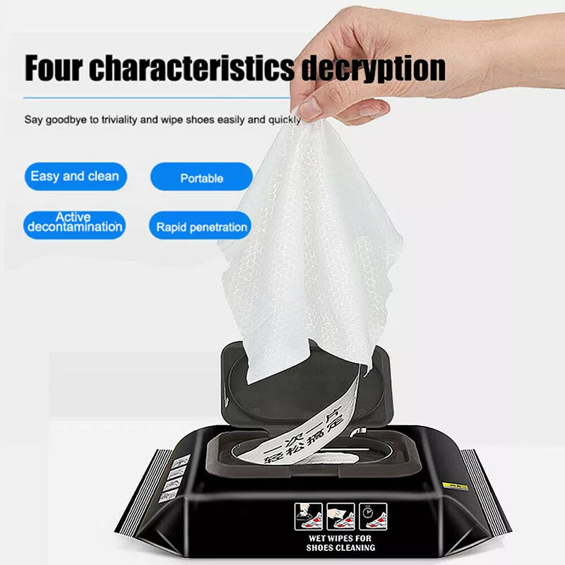 Disposable Shoe Cleaning Wipes | Quick Shine Clean Wet Wipes (80 wipes