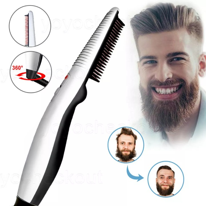 Rechargeable Hair Curler Beard Shawl Comb Multi functional Hair Straightener Comb Brush