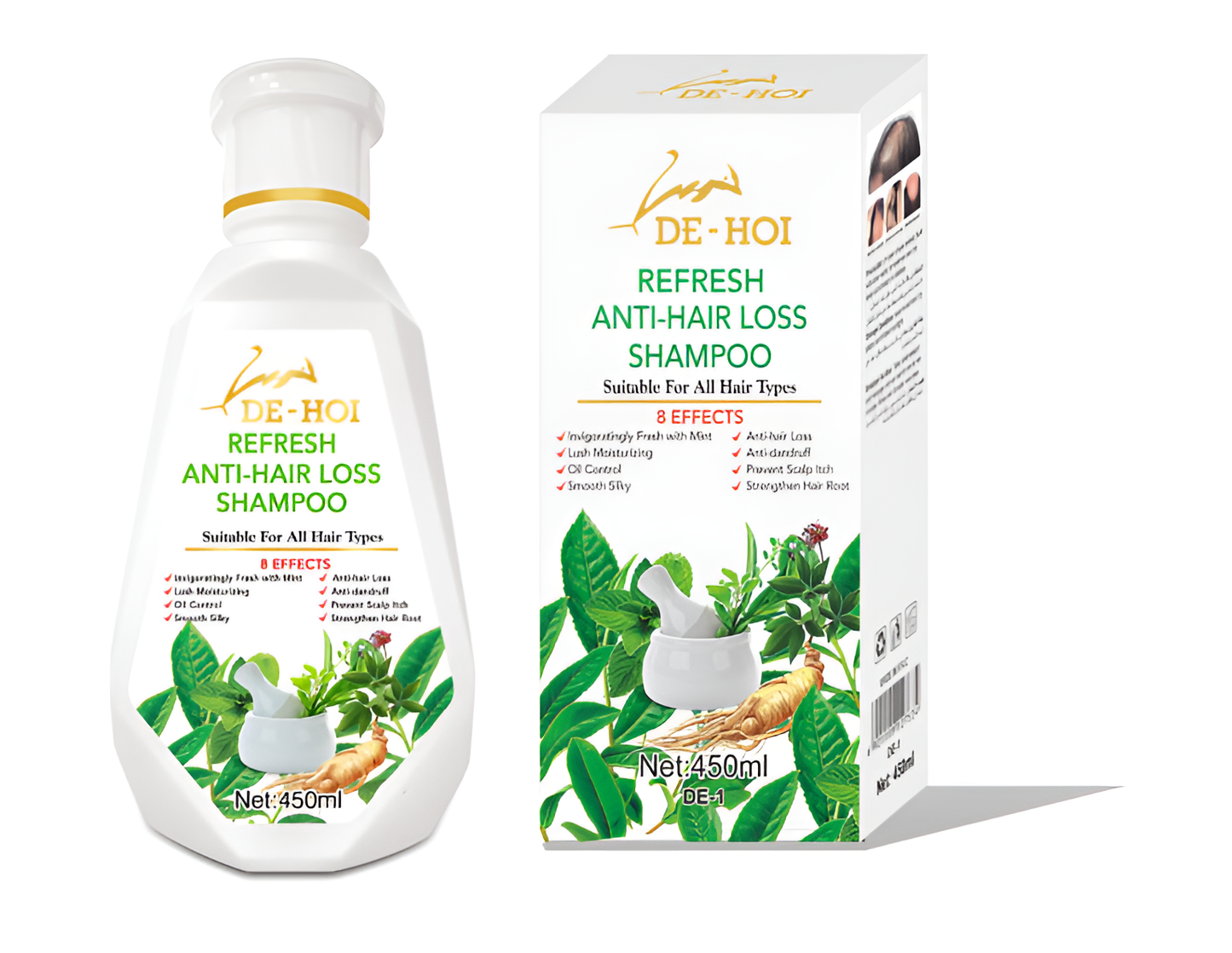 De-Hoi Refresh Anti-hair Loss Shampoo Ginger Hair Care Shampoo Helps Stop