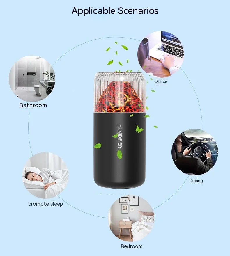 Volcano USB Mini Air Humidifier Car Mist Spray Maker Aroma Essential Oil
