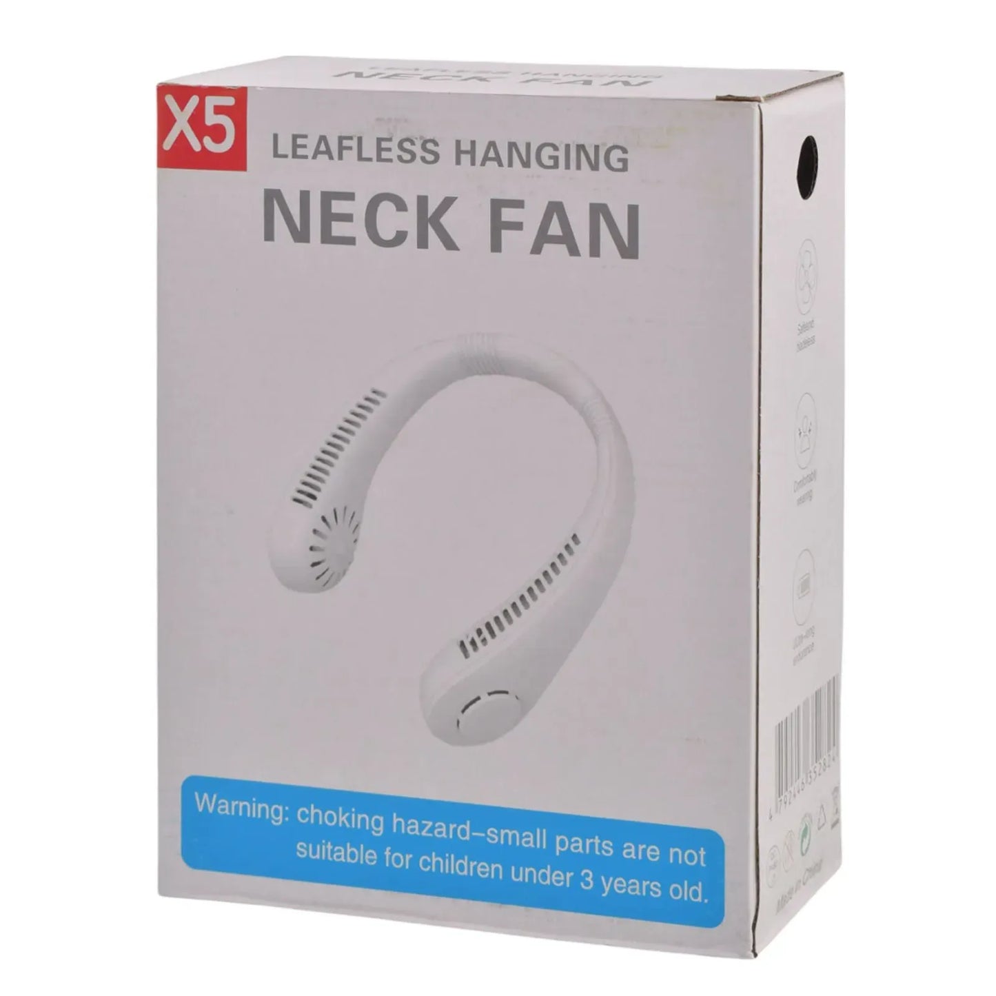 X5 Leafless Hanging Neck Fan with Adjustable Neck Band - Portable Rechargeable