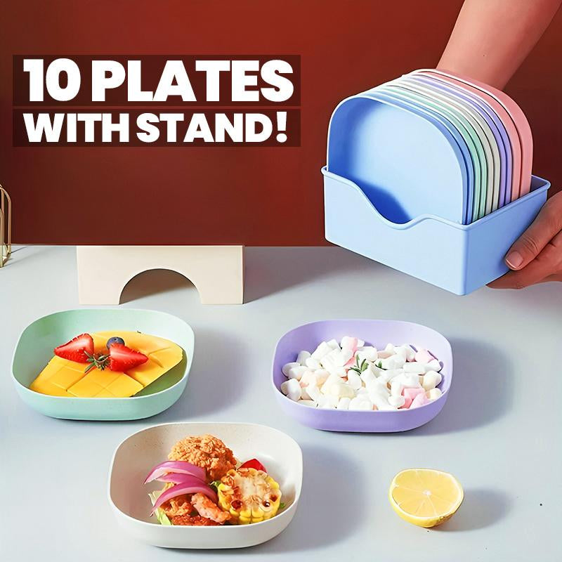 10pcs Multi-function Spit Bone Plate Set Household Food Grade Plastic Elliptical Plate