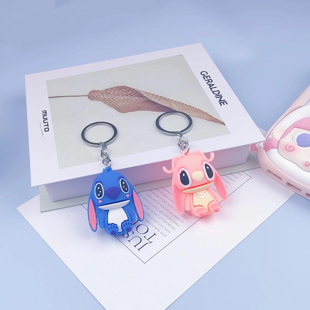 New Style Stitch Car Keychain couple Cartoon Anime Animal 3D Soft Silicone