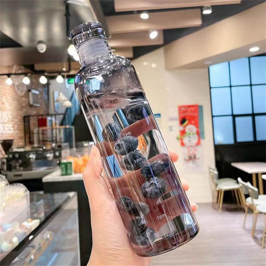 Transparent,lightweight Sports Water Bottle Portable Leak-proof Fitness Gym Water Time Scale, Sealed,