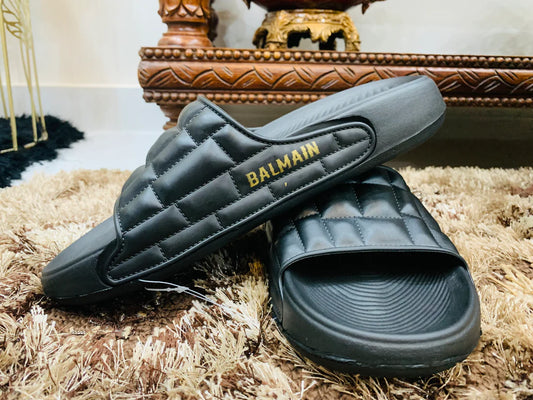 Balmain Men’s Thick Bottom Comfortable Cool slippers Black Brown Grey Color