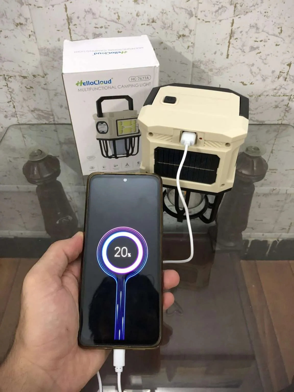 HelloCloud Multifunctional Camping Light Dual Bright &amp; Warm Modes Solar &amp; USB