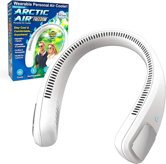 Wearable 3-Speed Neck Cooler, Small Fan for Outdoor &amp; Indoor Use, USB-Rechargeable