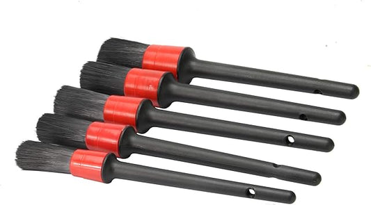 5 pcs Car Detailing Brushes Set of Different Sizes with Hanging Holder