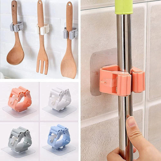 Self Adhesive Mop and Broom Holder Wall Mount Magic Hanger Organizer Cleaning