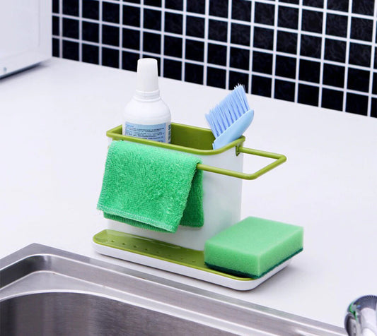 3-in-1 Soap Pump Dispenser With Sponge Holder Liquid Dispenser Container Hand Press