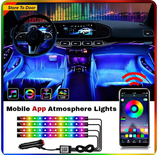 1set Car Rgb 48led Strip 5050smd 12w Decorative Auto Atmosphere Pathway Interior