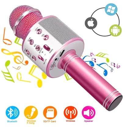 Bluetooth Handheld Karaoke Speaker Player Machine for Kids Adults Home KTV Party