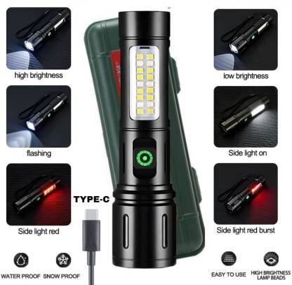 Ruilang Portable Rechargeable Powerful LED Flashlight, Aluminum Alloy Zoom Flashlight
