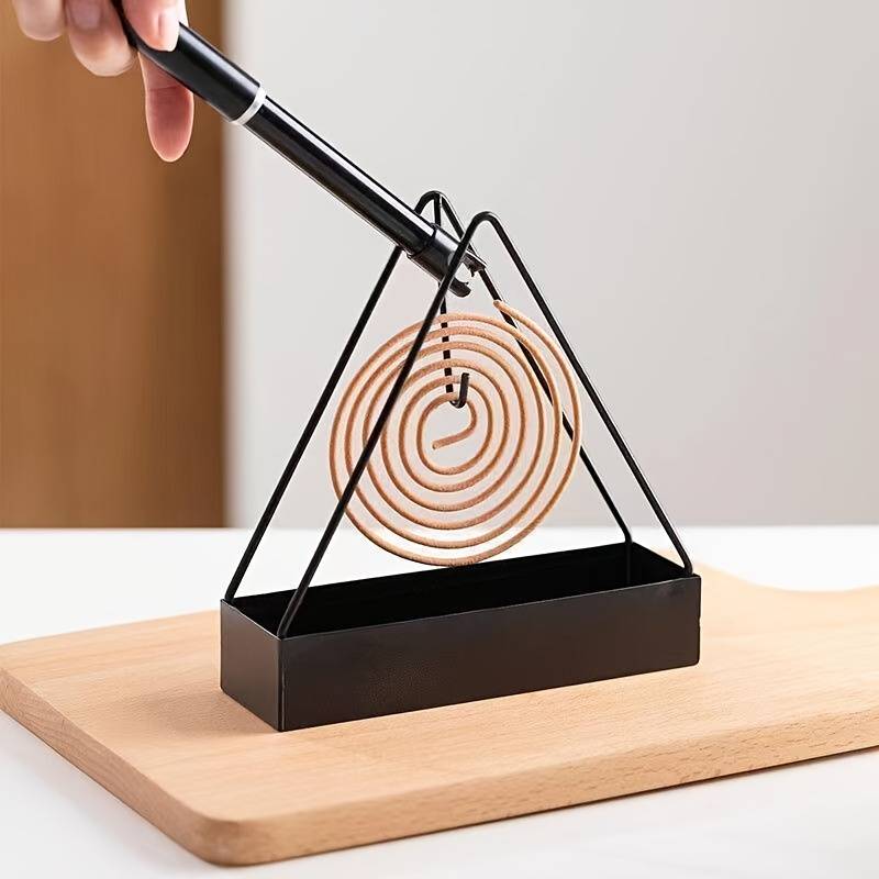 1pc Simple Triangle-shaped Iron Mosquito Coil Holder Creative Hanging Or Standing Incense