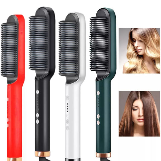 Hair Straightener Iron Brush Straight Hair Comb 2-in-1 Hair Straightener Curling Professional