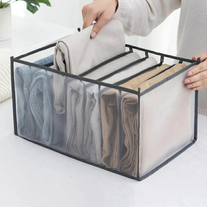 7 Grids Washable Wardrobe Clothes Organizer, Jeans Compartment Storage Box, Clothes Drawer