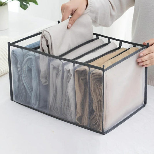 7 Grids Washable Wardrobe Clothes Organizer, Jeans Compartment Storage Box, Clothes Drawer