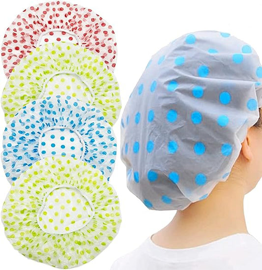 (pack of 6) Shower Caps Waterproof Shower Cap for Women Reusable Shower