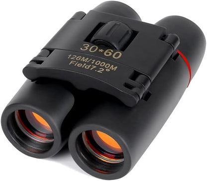 30x60 Compact Folding Binoculars, Folding Telescope With Clean Cloth and Carry Case