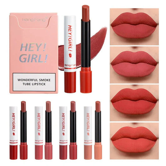 4-in-1 Trending Lipstick Set Cigarette-Shaped Matte Lipsticks, Long-Lasting, Easy to Apply,