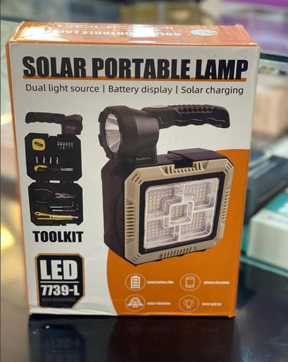 Solar Portable Lamp 7739-L Rechargeable LED Light for Outdoor &amp; Emergency