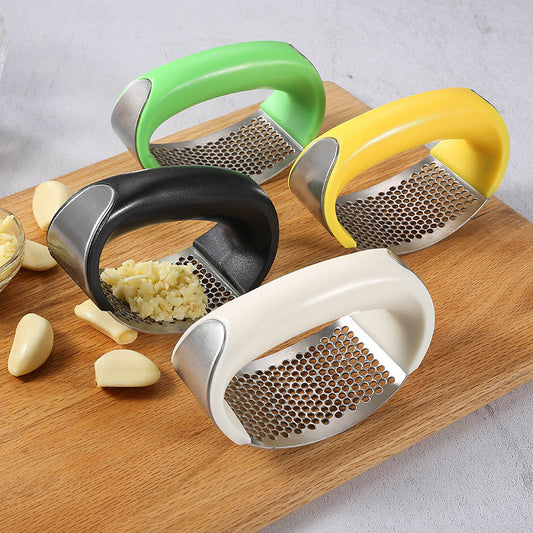 Manual Garlic Press Stainless Steel Handheld Ginger Garlic Curve Mincer Chopping (Random
