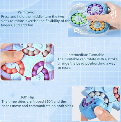 3-in-1 Fidget Spinner Magic Bean Rotating Cube Toy Double Flip Triangle
