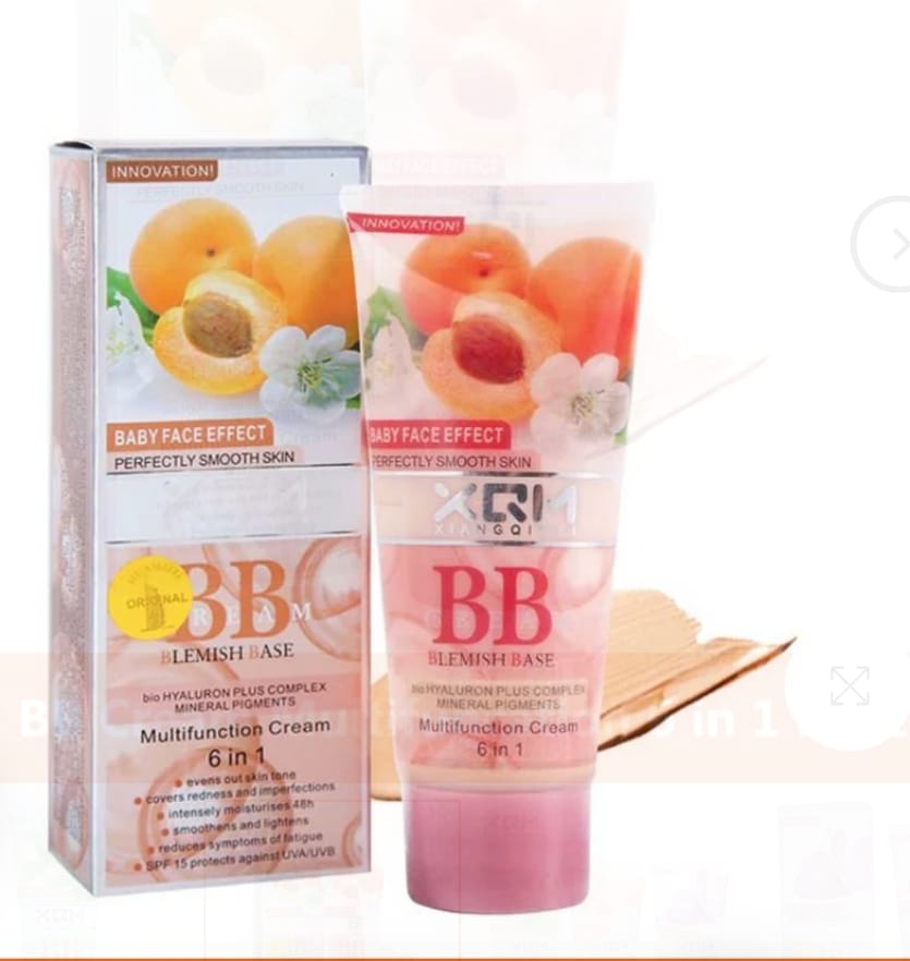 XQM BB Blemish Apricot Base Cream 6-in-1 Multifunction Cream, 65ml for
