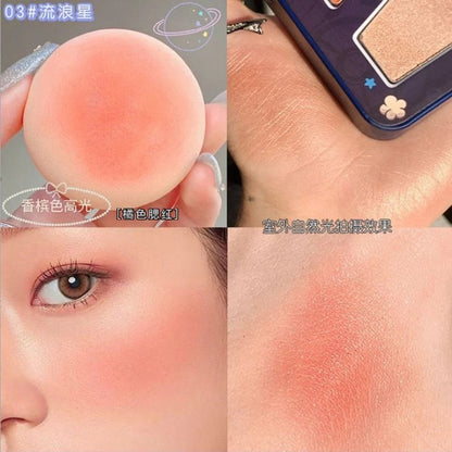 3 in 1 Colors Facial Blush Gradual Powder Blusher Shimmer Highlighter Three-dimensional