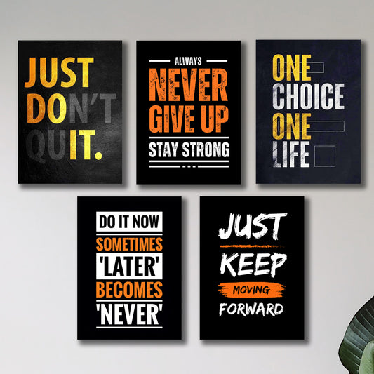 set of 5 Motivational sticky wooden canvas frames for wall decore /