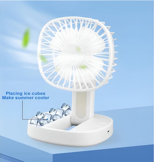 Mini USB Rechargeable Fan Desktop Foldable with Led Light | 3 Speed